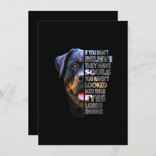 Carte De Remerciements Amoureux des chiens Rottweiler Soul I Love Rotties (Devant / Derrière)