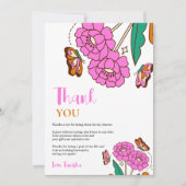 Carte De Remerciements Amoureux Papillons Rose Floral Script Mariage (Devant)