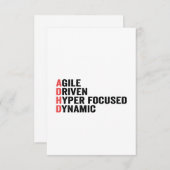 Carte De Remerciements Amusant Adhd Agile Driven Hyper Focused Dynamic Do (Devant / Derrière)