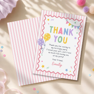Carte De Remerciements Amusant d'être une fille rose coloré 1er anniversa