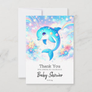 Carte De Remerciements Amusement sous le Baby shower des dauphins de mer