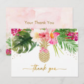 Carte De Remerciements Ananas Tropical Floral (Devant / Derrière)