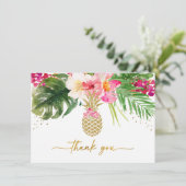 Carte De Remerciements Ananas Tropical Floral (Debout devant)