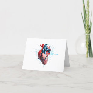 Carte De Remerciements Anatomical Heart with EKG – Medical Art Design