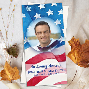 Carte De Remerciements Ancien combattant Mémorial américain Drapeau funér