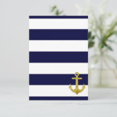 Carte De Remerciements Ancrage or rayures nautiques (Debout devant)