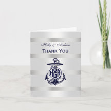 Ancre Bleue Argent Blanc Cercle Marine Monogramme 