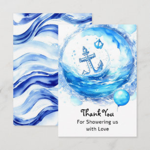 Carte De Remerciements Ancré dans la joie : Baby shower de garçons nautiq