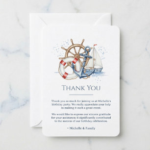 Carte De Remerciements Ancre Naissance Bleue Marine