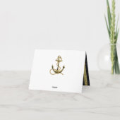 Carte De Remerciements Ancre nautique Gold Black Stripe Table Place Card (Dos)