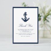 Carte De Remerciements Ancre nautique Script Baby shower garçon (Debout devant)