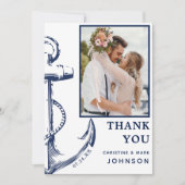 Carte De Remerciements Ancre photo marine blanc (Devant)