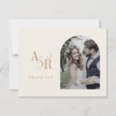 Carte De Remerciements ANDREA Plat Minimal Gold Cream Boho Mariage photo (Devant)