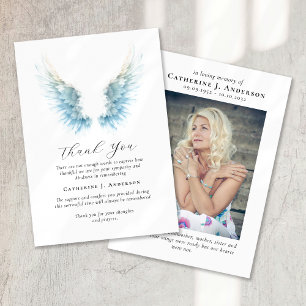 Carte De Remerciements Angel Wings Photo Sympathy Funeral Memorial