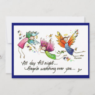 Carte De Remerciements Angels volant heureux "toute la journée" Aquarelle