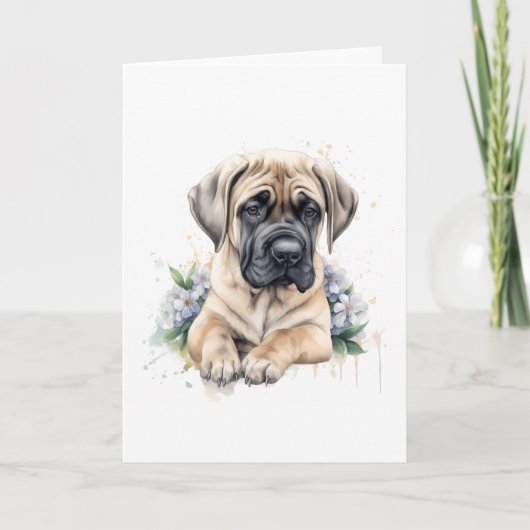 Carte De Remerciements Anglais Mastiff Watercolor (Devant)