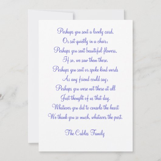 Carte De Remerciements Angle bleu (Dos)