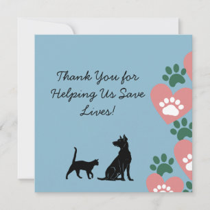 Carte De Remerciements Animal Chien et chat secourt