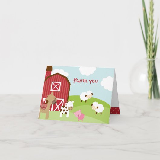 Carte de remerciements animal de ferme mou (Devant)