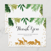 Carte de remerciements animal Safari. (Devant / Derrière)