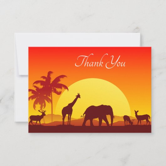 Carte De Remerciements animal Safari mignon ajouter du texte (Devant)