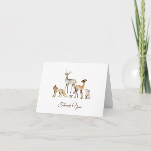 Carte De Remerciements Animaux Baby shower boisé (Devant)