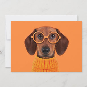 Carte De Remerciements Animaux de bébés cutest Chandail orange Dachshun