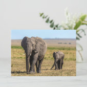 Carte De Remerciements Animaux de bébés cutest | Eléphant mère & bébé (Debout devant)
