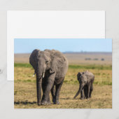 Carte De Remerciements Animaux de bébés cutest | Eléphant mère & bébé (Devant / Derrière)