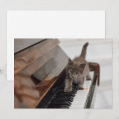 Carte De Remerciements Animaux de bébés cutest | Kitten sur piano (Devant / Derrière)