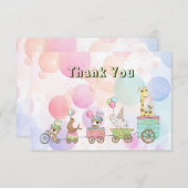 Carte de remerciements Animaux de cirque (Devant / Derrière)