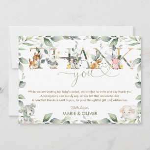 Carte De Remerciements Animaux de Ferme Chic Verdure Baby Shower Annivers