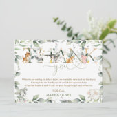 Carte De Remerciements Animaux de Ferme Chic Verdure Baby Shower Annivers (Debout devant)