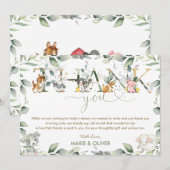 Carte De Remerciements Animaux de Ferme Chic Verdure Baby Shower Annivers (Devant / Derrière)