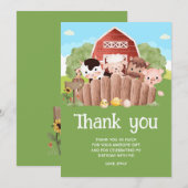 Carte De Remerciements Animaux de ferme mignons Anniversaire (Devant / Derrière)