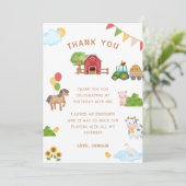 Carte De Remerciements Animaux de ferme mignons anniversaire grange tract (Debout devant)