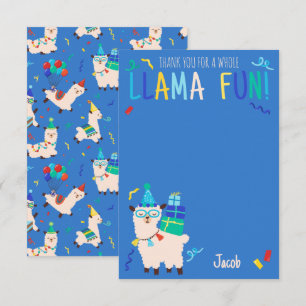 Carte De Remerciements Animaux de Fête Animaux Lama Garçons d'Anniversair