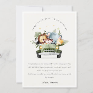 Carte De Remerciements Animaux de jungle tropicaux sauvages mignons dans