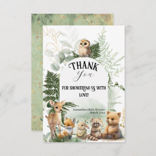 Carte De Remerciements Animaux de la forêt Baby shower de la forêt