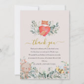 Carte De Remerciements Animaux de la forêt Bohème rustique Cœur aquarelle (Devant)