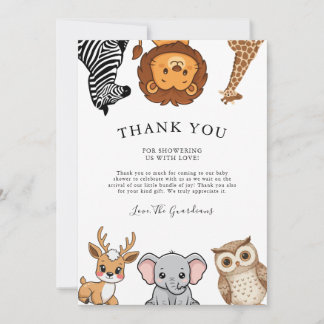 Carte De Remerciements Animaux de la forêt de Woodland Baby Shower