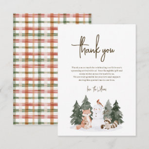 Carte De Remerciements Animaux de la forêt hivernale Baby Shower Remercie