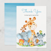 Carte De Remerciements Animaux de la jungle mignons aquarelle safari merc (Devant / Derrière)