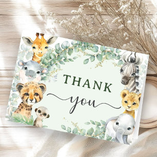 Carte De Remerciements Animaux de la Jungle Tropicale Baby Shower Remerci