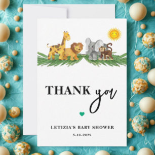Carte De Remerciements Animaux de la Savane Baby Shower