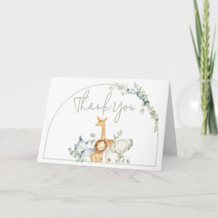 Carte De Remerciements Animaux de Safari Baby Shower