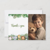 Carte De Remerciements Animaux de Safari Garçon pour son Premier Annivers (Devant)