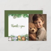 Carte De Remerciements Animaux de Safari Garçon pour son Premier Annivers (Devant / Derrière)
