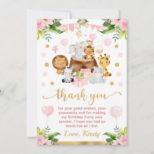Carte De Remerciements Animaux de safari jungle aquarelle fête d'annivers