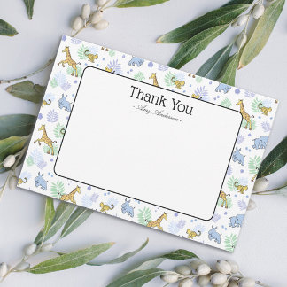 Carte De Remerciements Animaux de Safari Mignons Motif Baby Shower